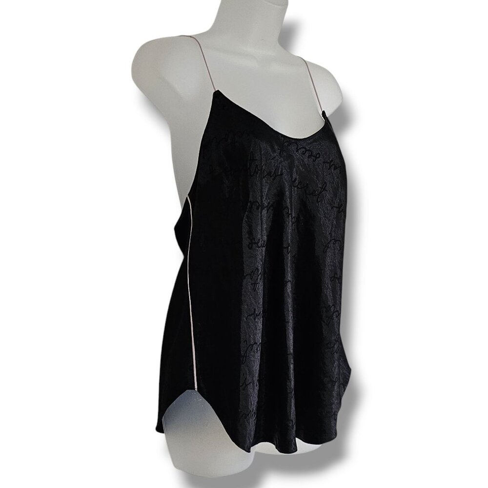 Victorias Secret Black Satin Camisole‎ Top Size L Light Pink Straps Sexy Cami
